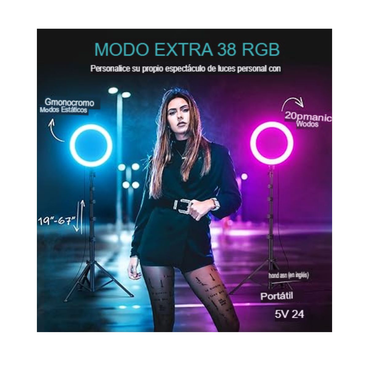 Anillo de luz Led RGB para fotografía y video.