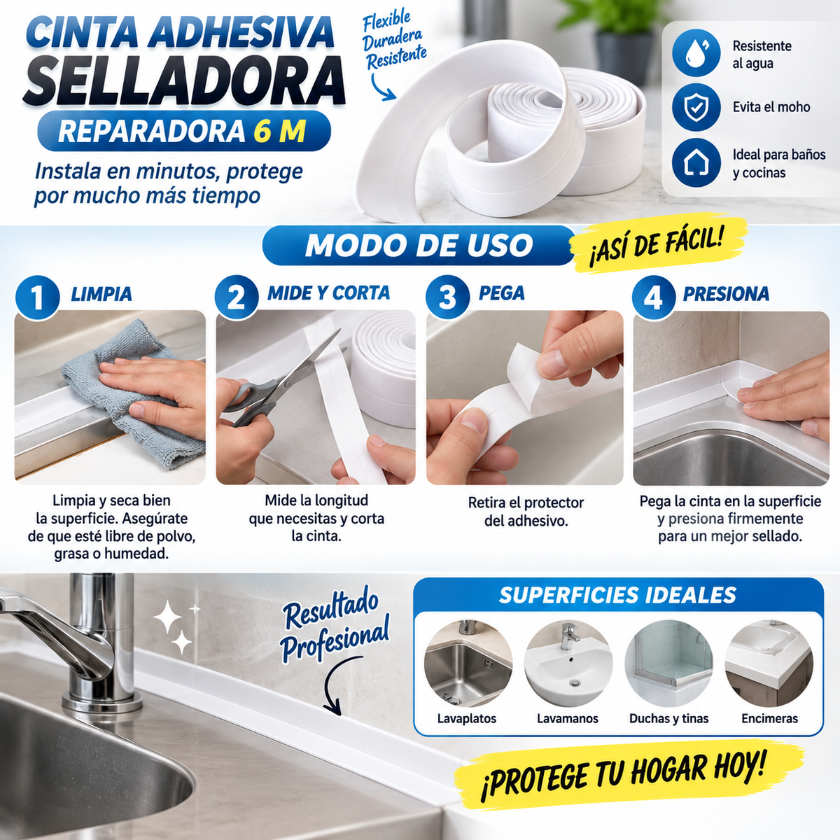 🛠️ CINTA ADHESIVA SELLADORA REPARADORA 6M