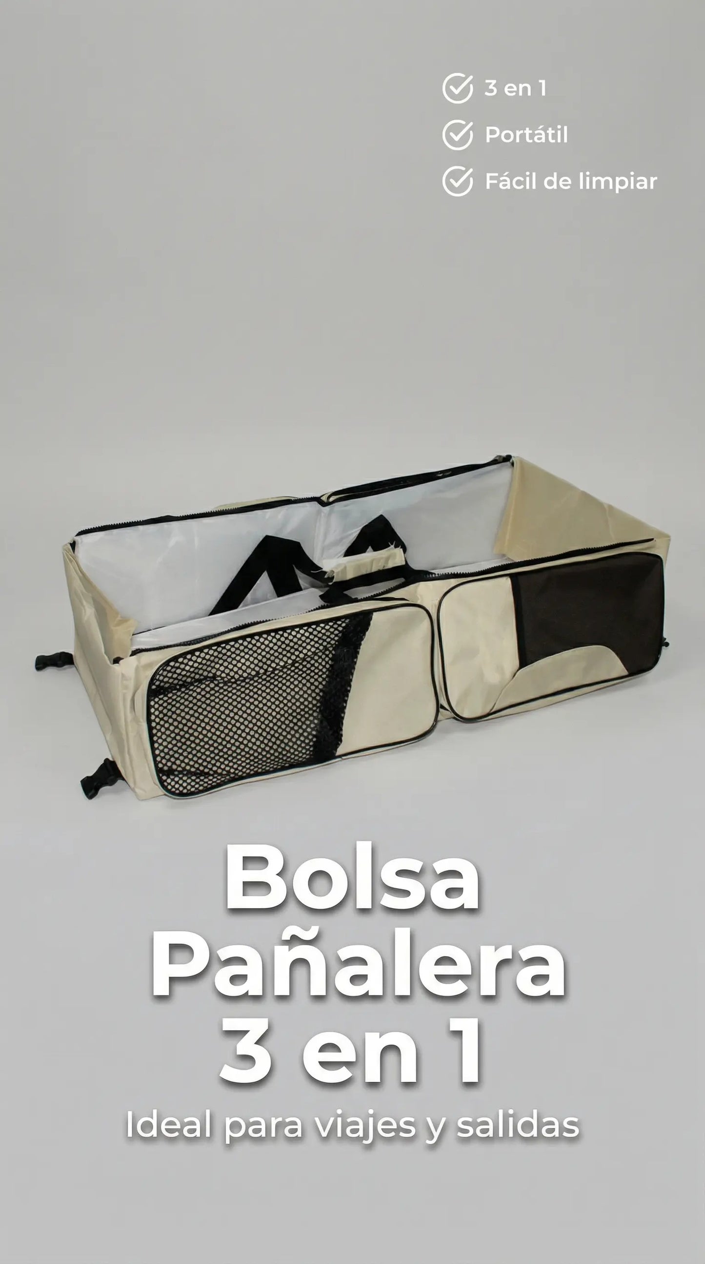 Bolso Pañalera 3 en 1 - Cuna Cambiador Bolsa Portátil