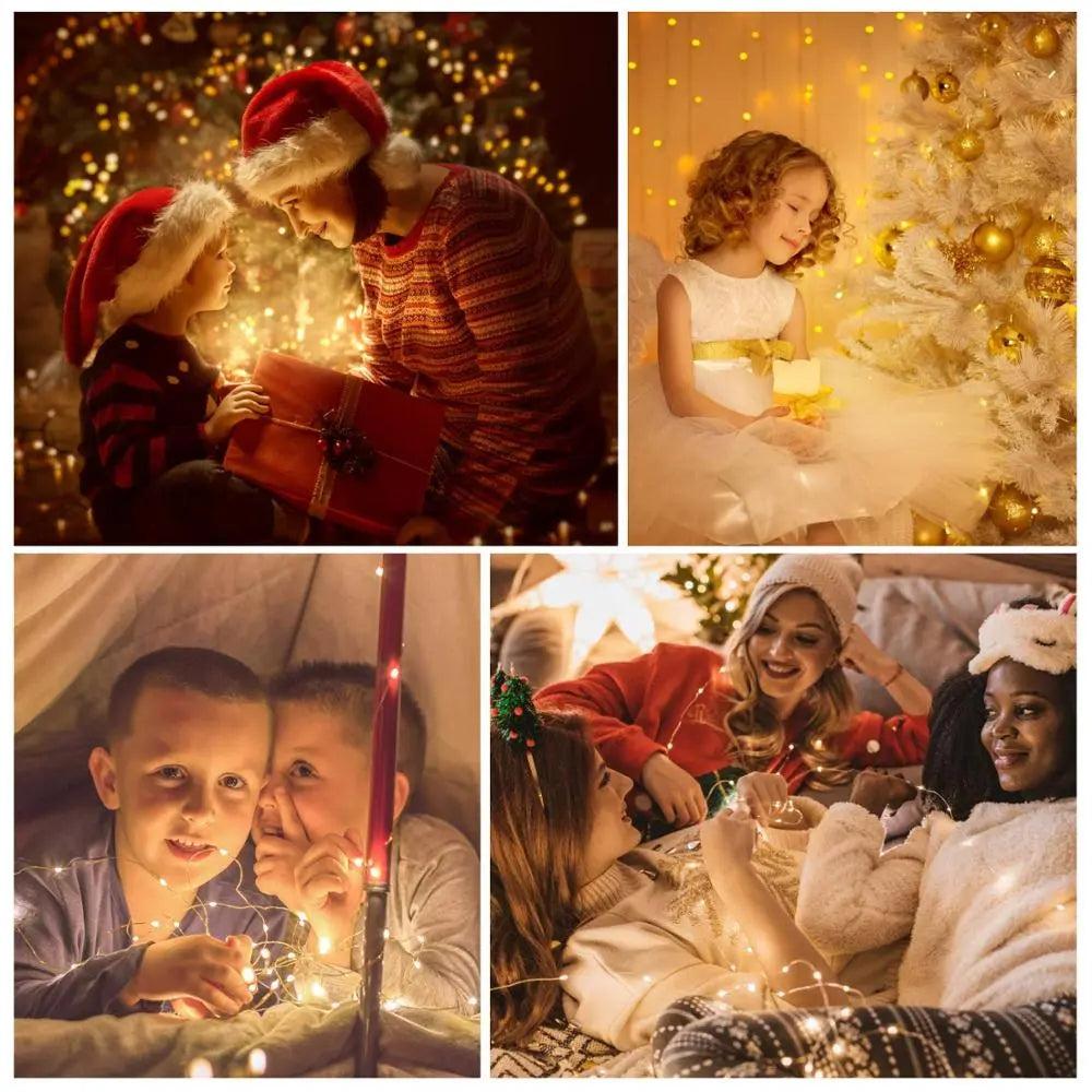 Luces Navidad Amarillo Solar 10m