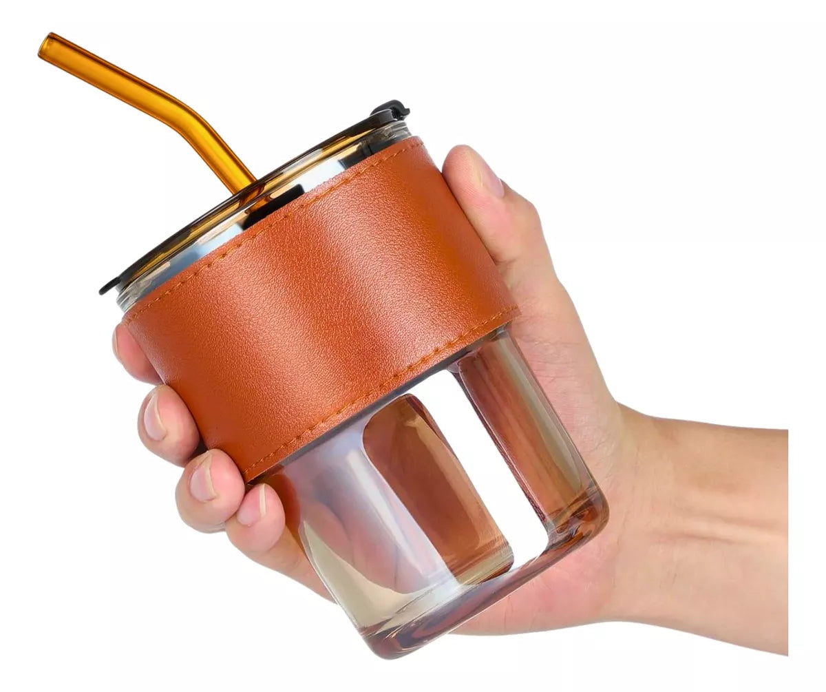 Vaso De Vidrio Hermético Con Bombilla