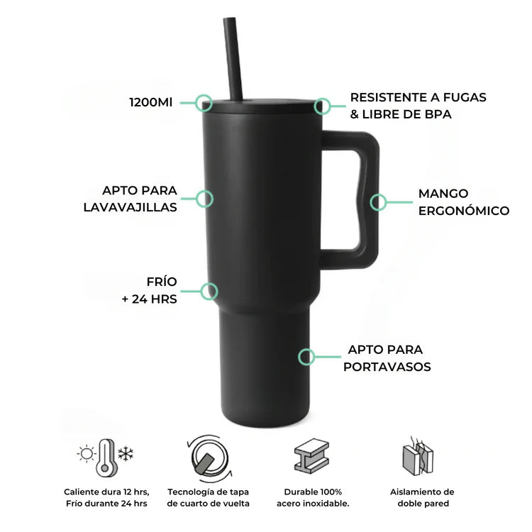 Vaso Térmico Premium 1200 ml Negro