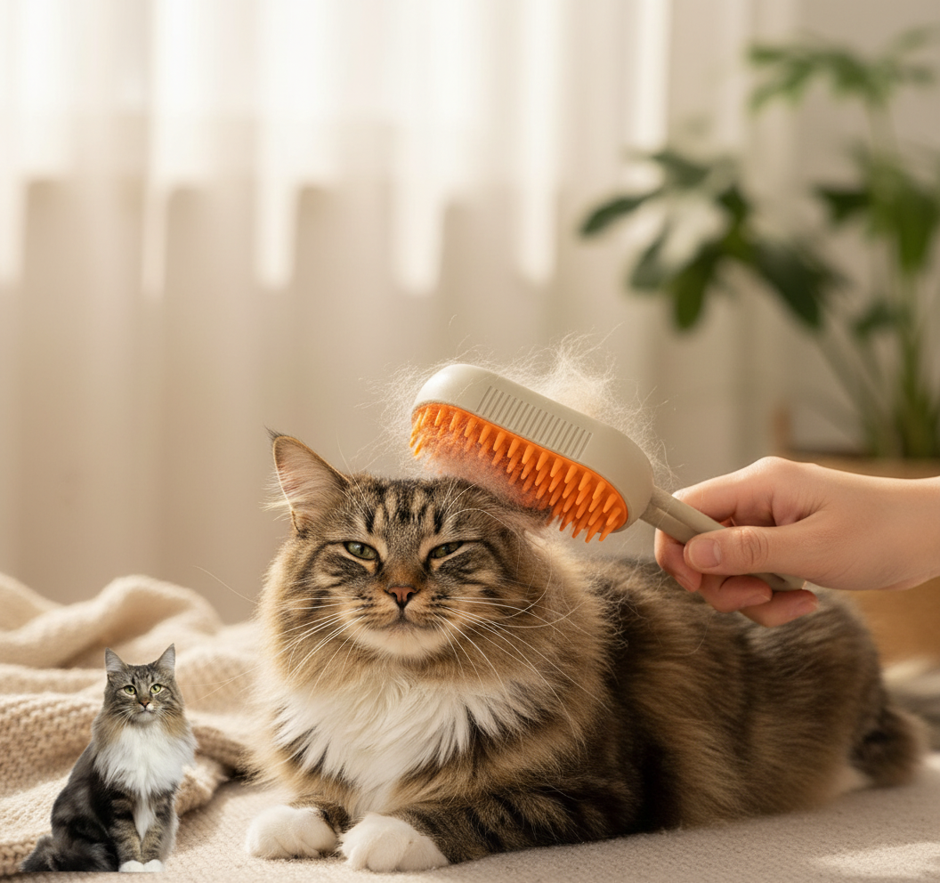 Cepillo para mascotas en uso