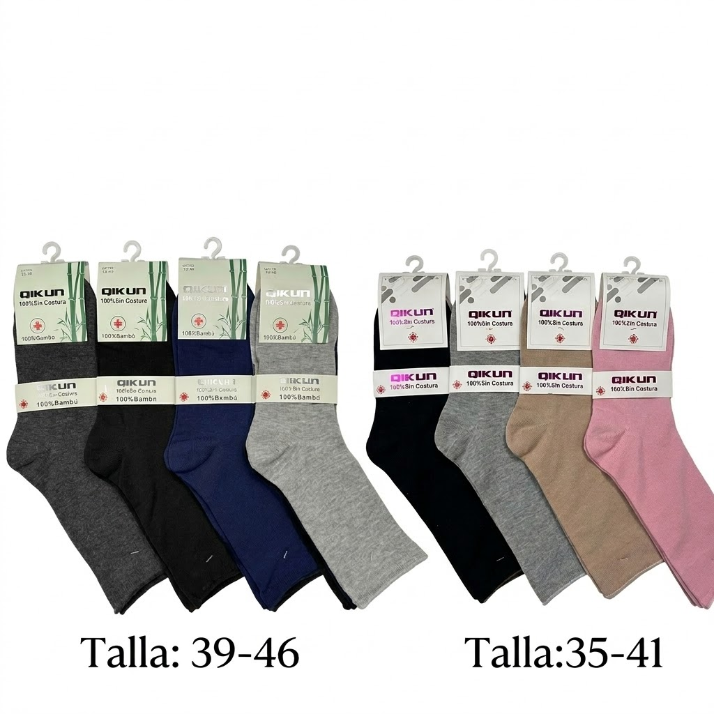 12 Pares de Calcetines Largos Diabéticos Sin Costura – Algodón 95% / Elastano 5%