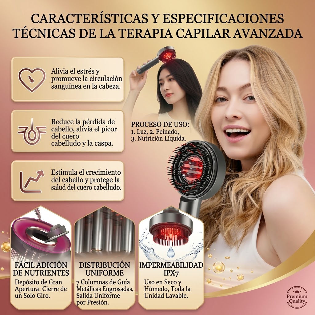 Cepillo Masajeador Cabello Terapia Luz