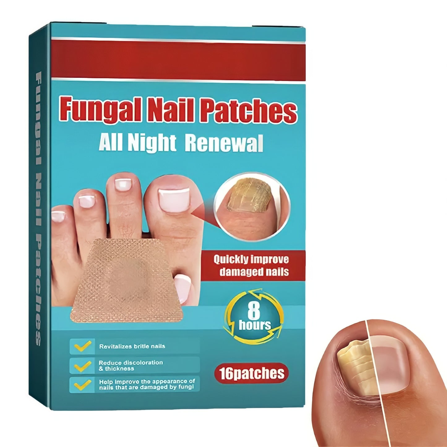 "Parche Uñas Antihongos x16 – ¡2x1 para un Cuidado Completo de Tus Uñas!"
