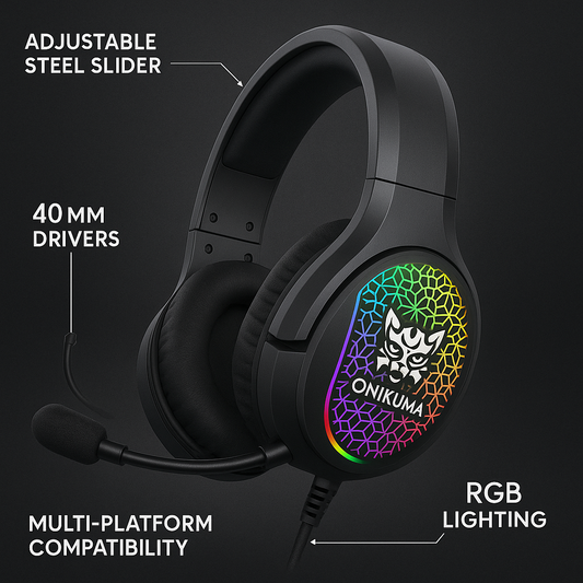 Audífonos Gamer RGB Onikuma X3 con Micrófono Desmontable y Sonido Envolvente | 3.5mm + USB