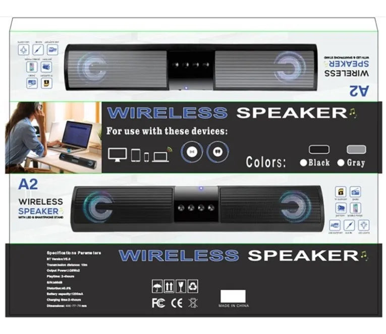 Barra Sonido Bluetooth Portátil Luz RGB