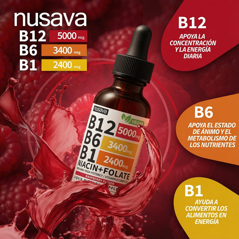 Gotas Líquidas de Vitamina B12 5000 mcg – Energía, Enfoque y Bienestar Total