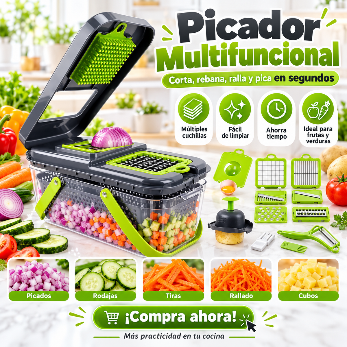 🥕 Picador de Verduras y Frutas Multifuncional