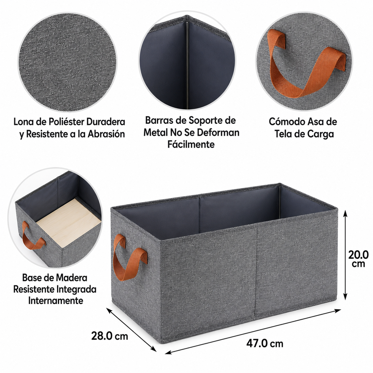 Canasta Caja Organizadora Plegable para Ropa, Juguetes y Mantas con Asas