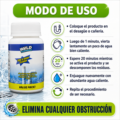 💥 PACK DE 3 – POTENTE LIMPIADOR DE FREGADERO Y DRENAJE 💦