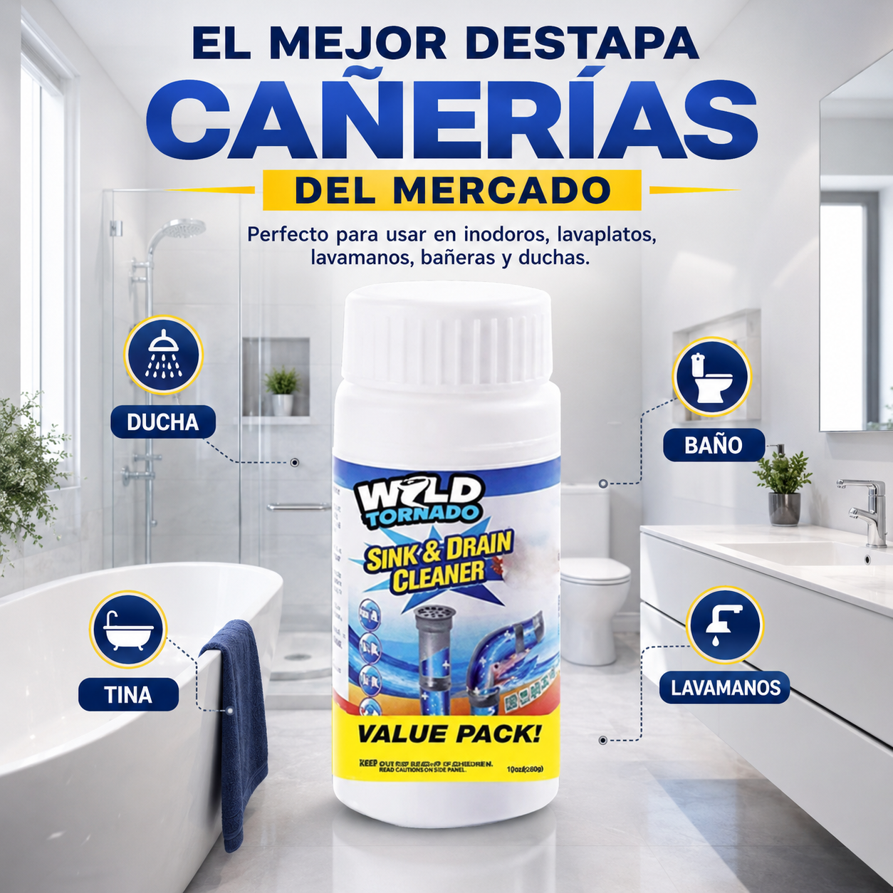 💥 PACK DE 3 – POTENTE LIMPIADOR DE FREGADERO Y DRENAJE 💦