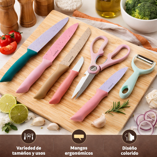 "Set de Cuchillos de Colores 6 Unidades: Estilo y Funcionalidad para tu Cocina"