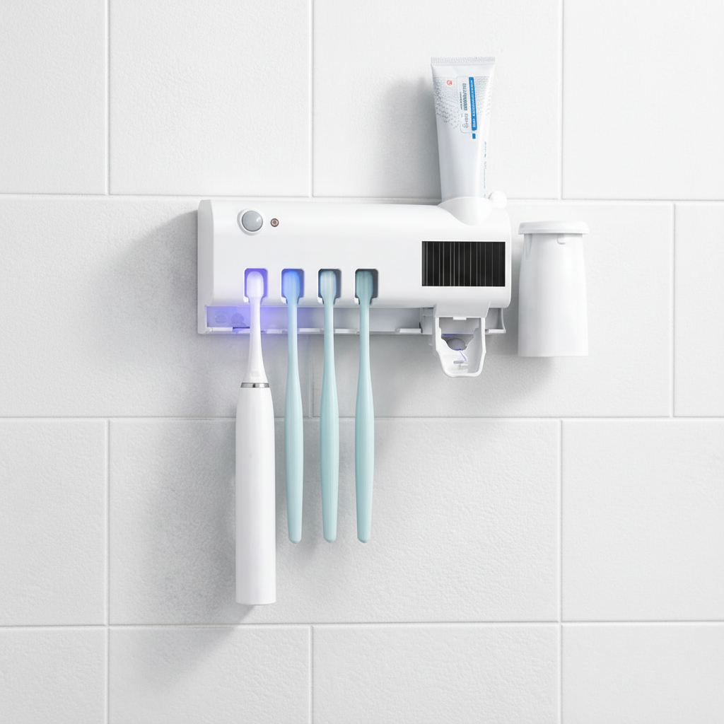 Soporte Esterilizador de Cepillos con Dispensador Automático y Luz UV