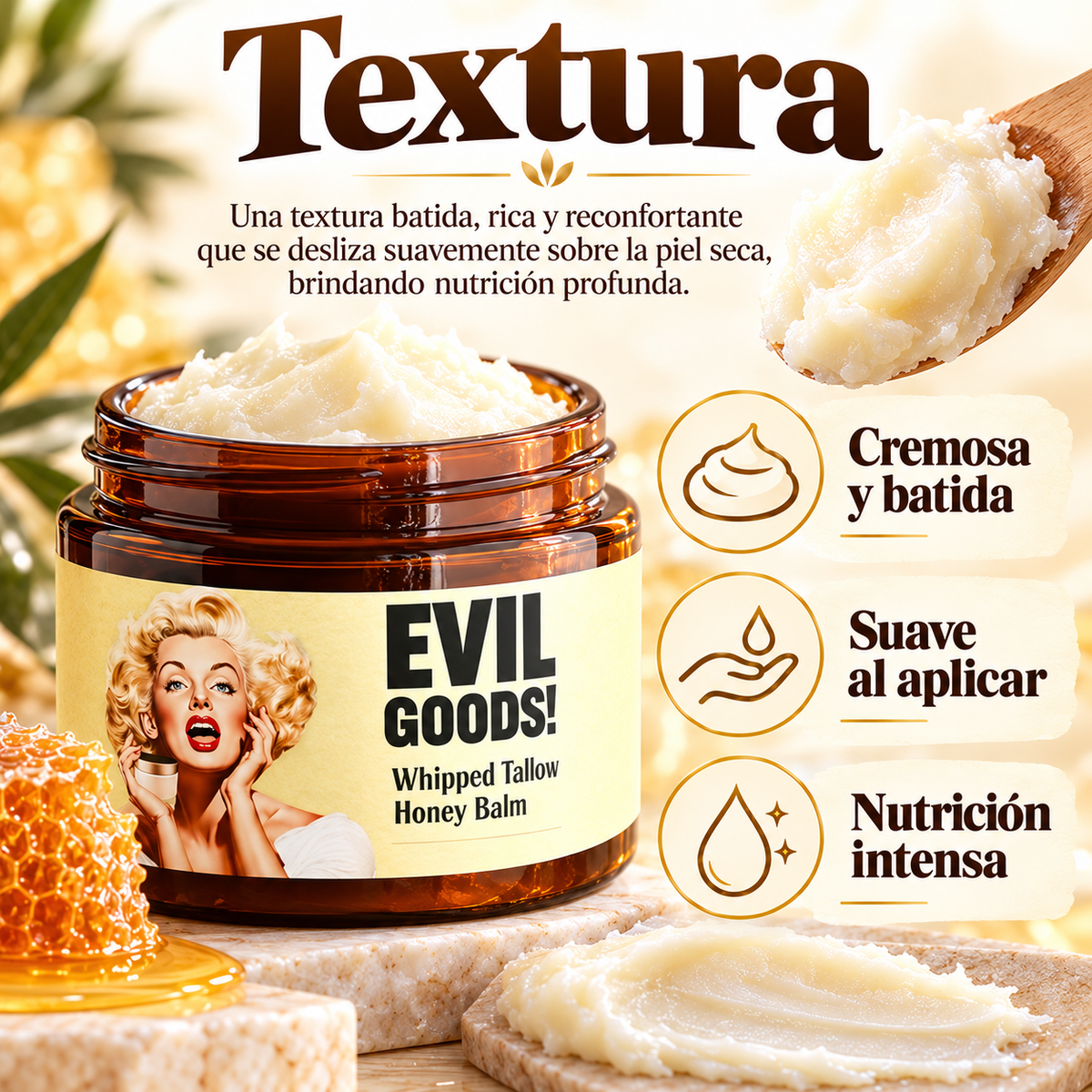 🍯 EVIL GOODS! Whipped Tallow Honey Balm – Bálsamo Nutritivo para Piel Seca