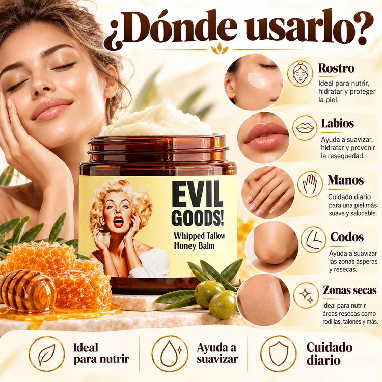 🍯 EVIL GOODS! Whipped Tallow Honey Balm – Bálsamo Nutritivo para Piel Seca