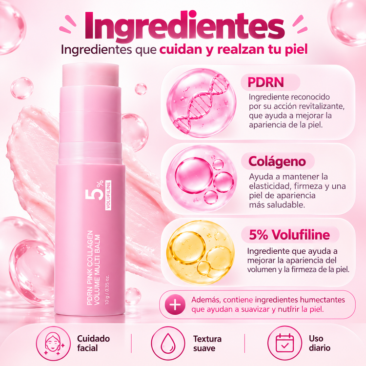 💗 PDRN Pink Collagen Volume Multi Balm – Bálsamo Facial en Barra