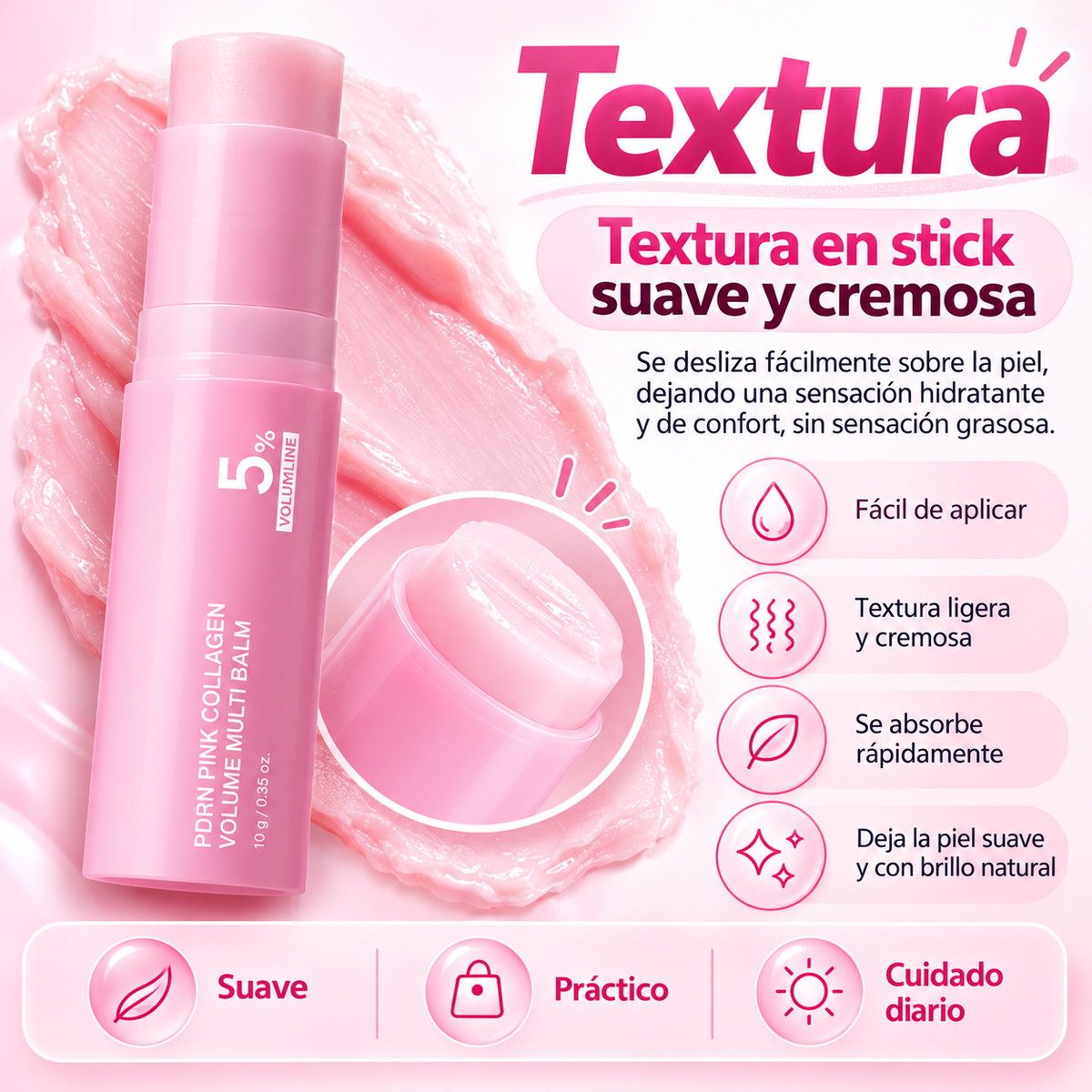 💗 PDRN Pink Collagen Volume Multi Balm – Bálsamo Facial en Barra