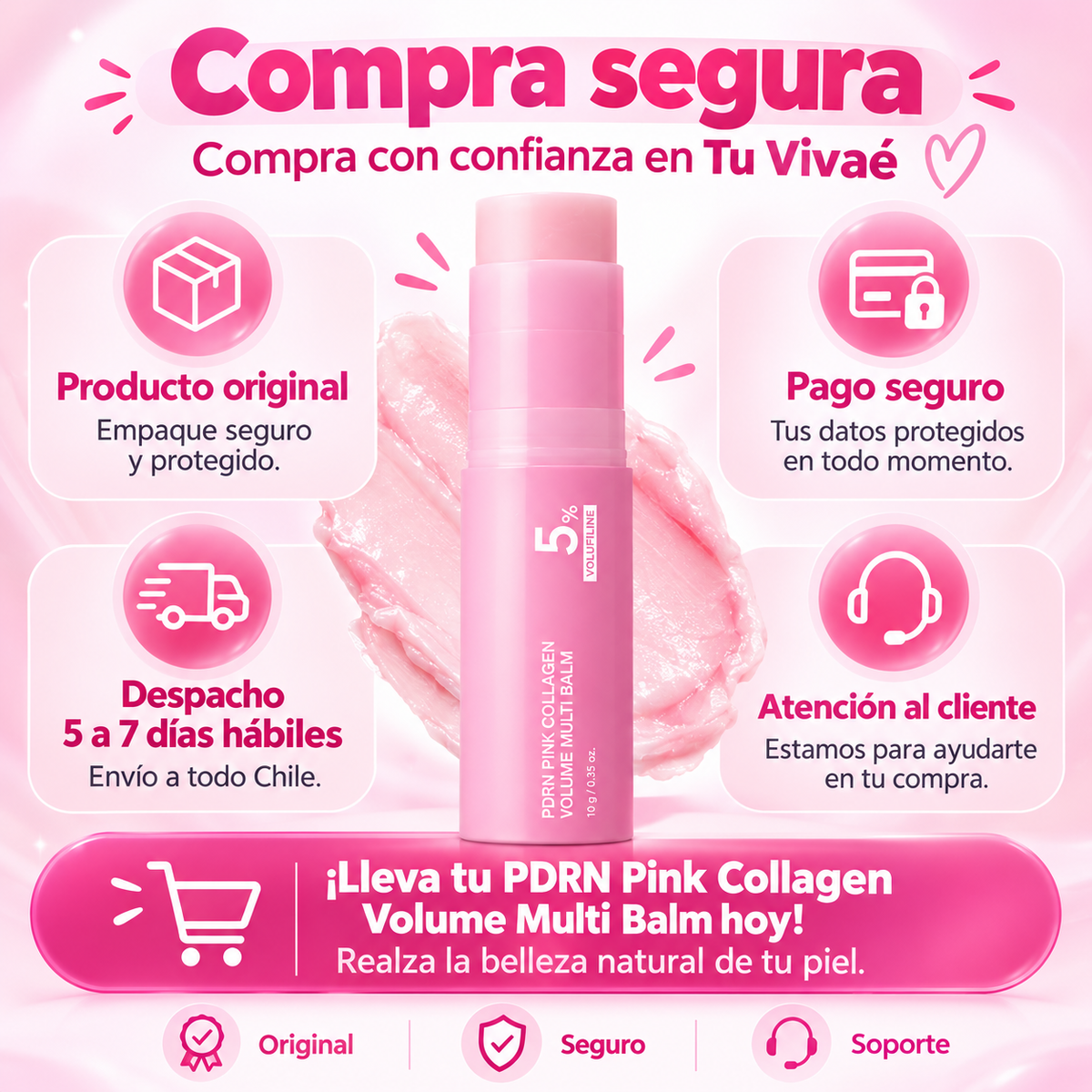 💗 PDRN Pink Collagen Volume Multi Balm – Bálsamo Facial en Barra