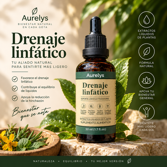🌿 Drenaje Linfático Aurelys 💧 – Suplemento Natural para Retención de Líquidos, Hinchazón y Ligereza ✨