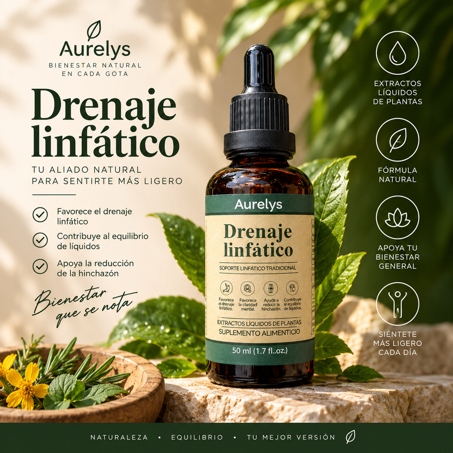 🌿 Drenaje Linfático Aurelys 💧 – Suplemento Natural para Retención de Líquidos, Hinchazón y Ligereza ✨