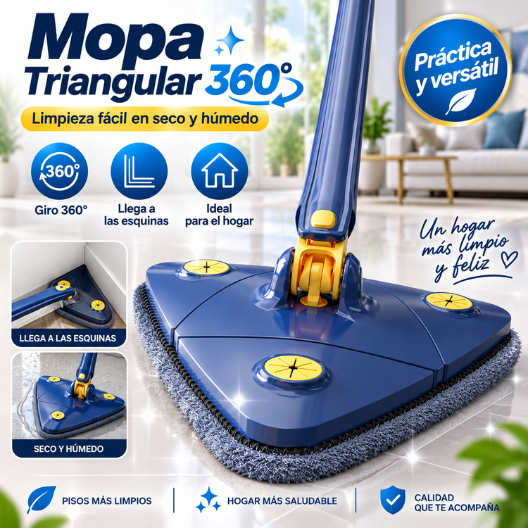 🧹 Trapeador Giratoria Triangular con Exprimidor Automático – Limpieza Profunda sin Esfuerzo