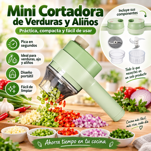 🥕 Mini Cortadora de Verduras y Aliños Multifuncional | Pica, Rebana y Ahorra Tiempo ⏱️