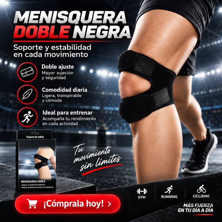 🦵 Menisquera Doble Negra – Soporte, comodidad y seguridad para tus rodillas