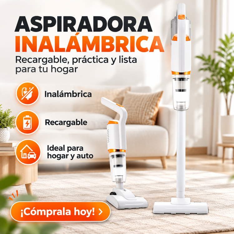 🧹✨ ASPIRADORA INALÁMBRICA RECARGABLE – LIMPIEZA RÁPIDA SIN CABLES