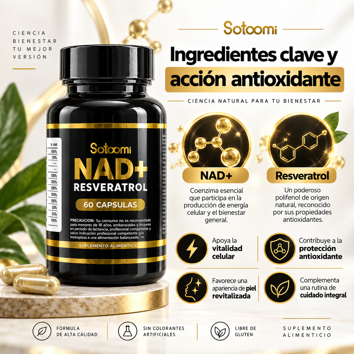 Juventud celular y energía desde dentro 💊✨Resveratol Nad Satoomi X60 Cap