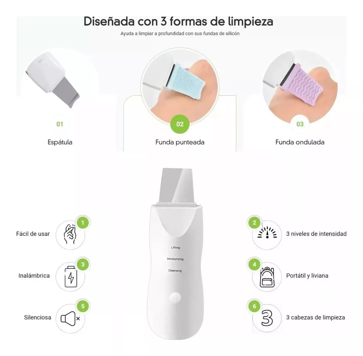 Espatula Facial Ultrasonica Exfoliante