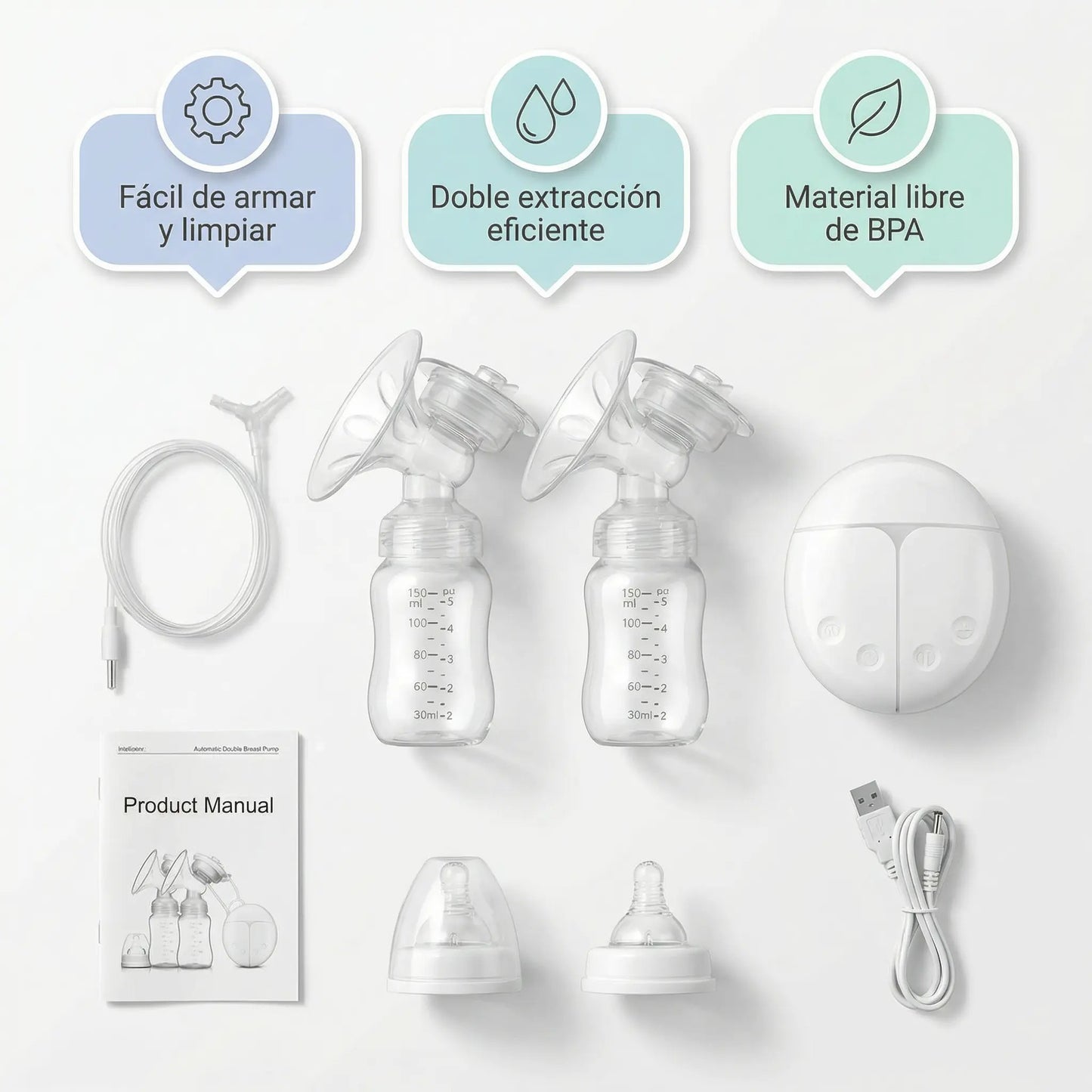 Extractor Eléctrico Doble para Lactancia Cómoda
