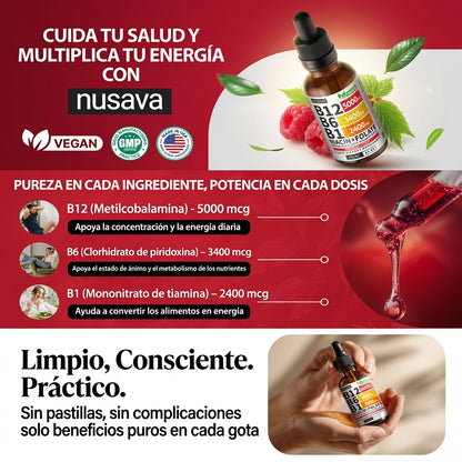 Gotas Líquidas de Vitamina B12 5000 mcg – Energía, Enfoque y Bienestar Total
