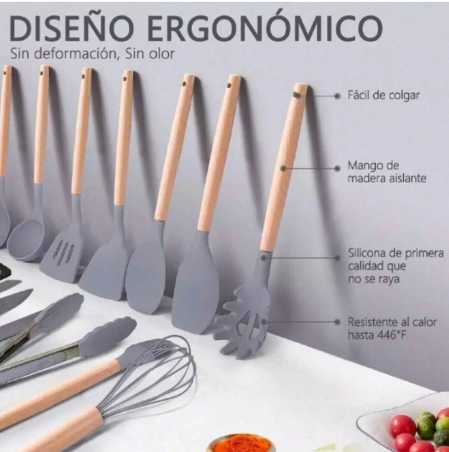 Kit Avanzado de Utensilios de Cocina de Silicona – 19 Piezas