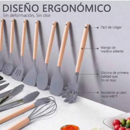 Kit Avanzado de Utensilios de Cocina de Silicona – 19 Piezas