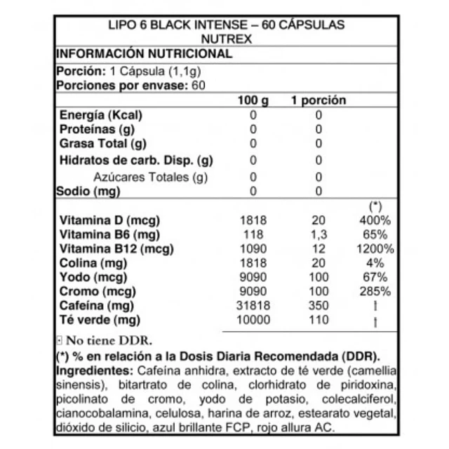 LIPO-6 BLACK INTENSE – Fórmula Intensiva para la Pérdida de Grasa