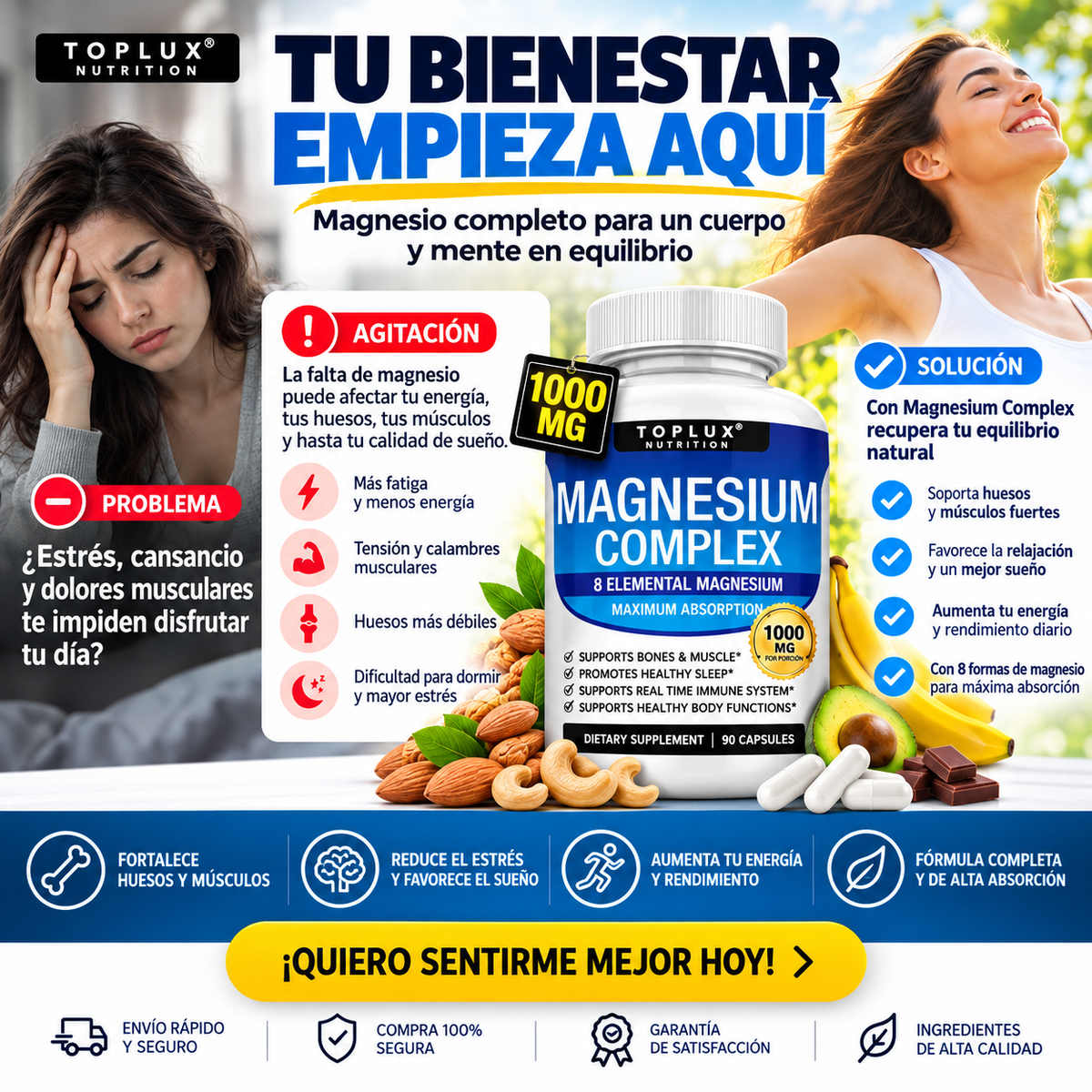 Magnesio Complex 8 en 1 – 60 Cápsulas - USA| Bienestar Integral