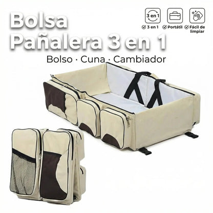 Bolso Pañalera 3 en 1 - Cuna Cambiador Bolsa Portátil