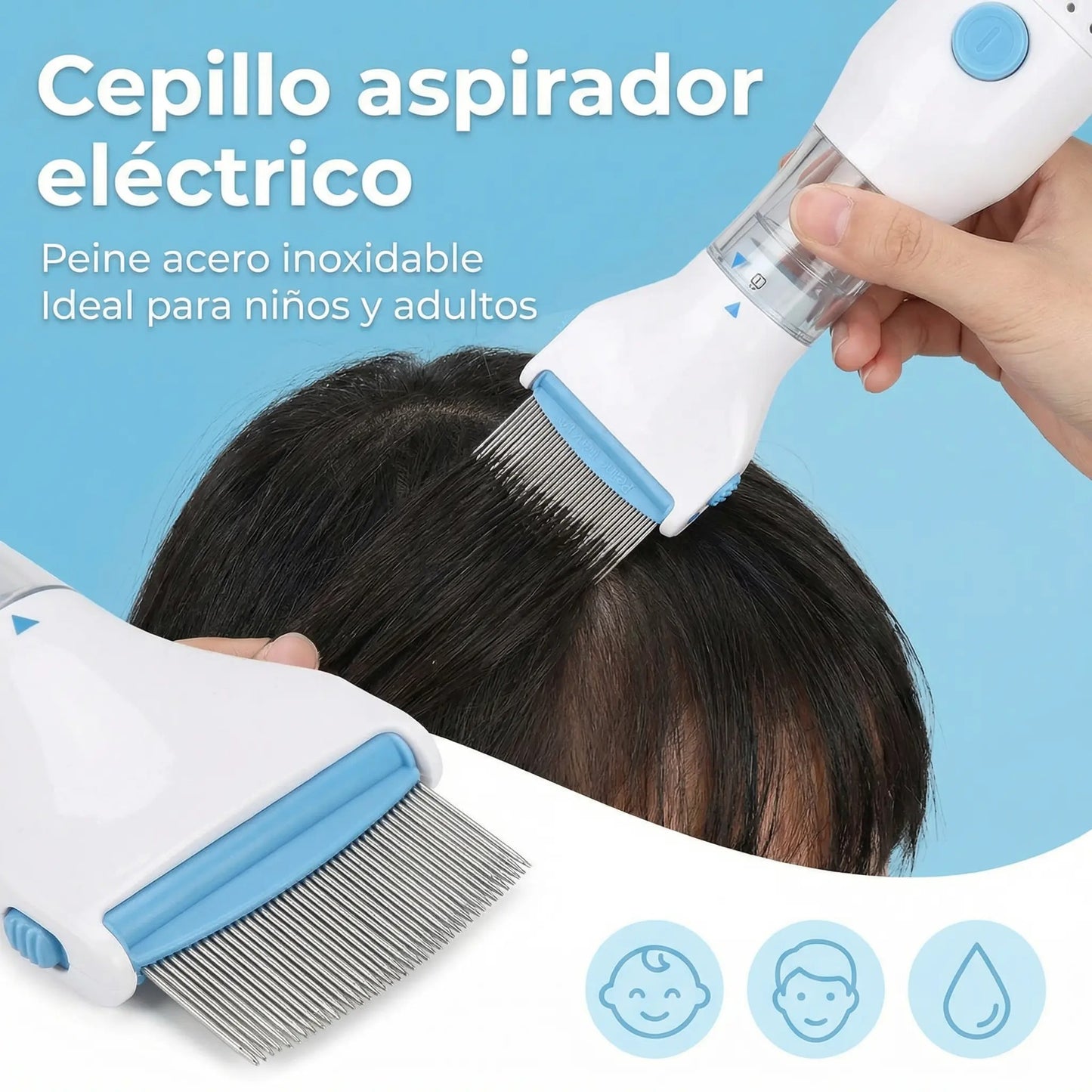 Cepillo Aspirador Saca Piojos Liendres - Eléctrico Sin Químicos USB