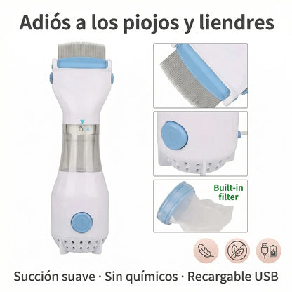 Cepillo Aspirador Saca Piojos Liendres - Eléctrico Sin Químicos USB