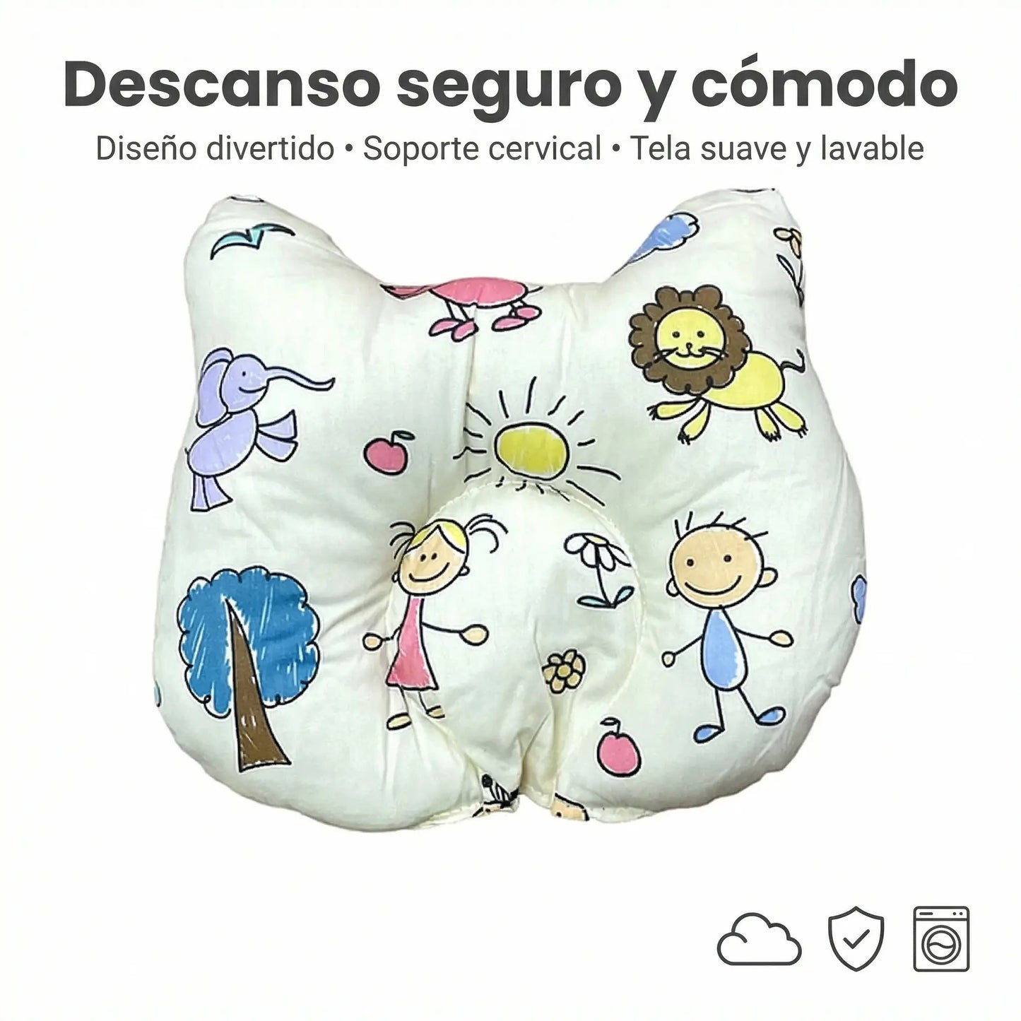 Almohada Cojín Ergonómico para Bebé Recién Nacido – Moldeadora de Cabeza (0-12 Meses)