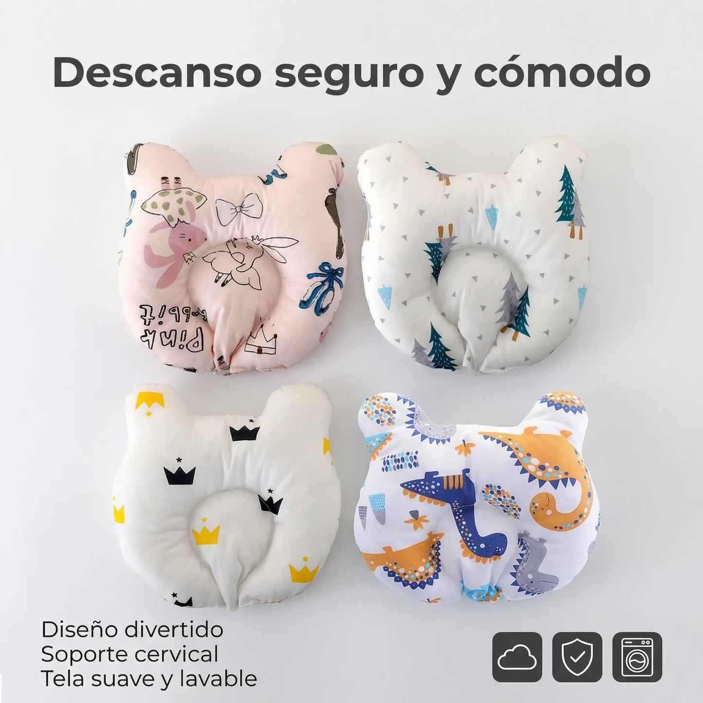 Almohada Cojín Ergonómico para Bebé Recién Nacido – Moldeadora de Cabeza (0-12 Meses)