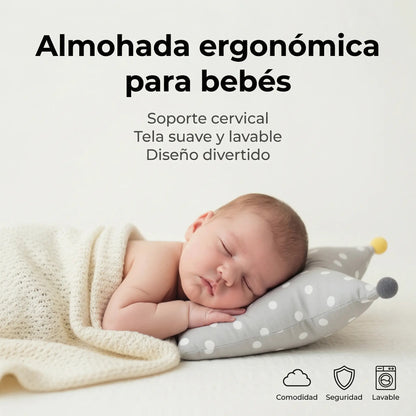 Cojín Almohada Reposa Cabeza Bebé - Ergonómico Hipoalergénico