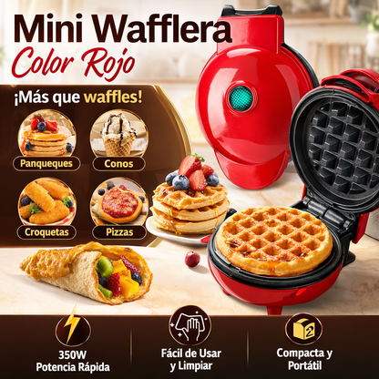 Mini Wafflera Color Rojo: ¡Diversión y Deliciosos Platos en Minutos!