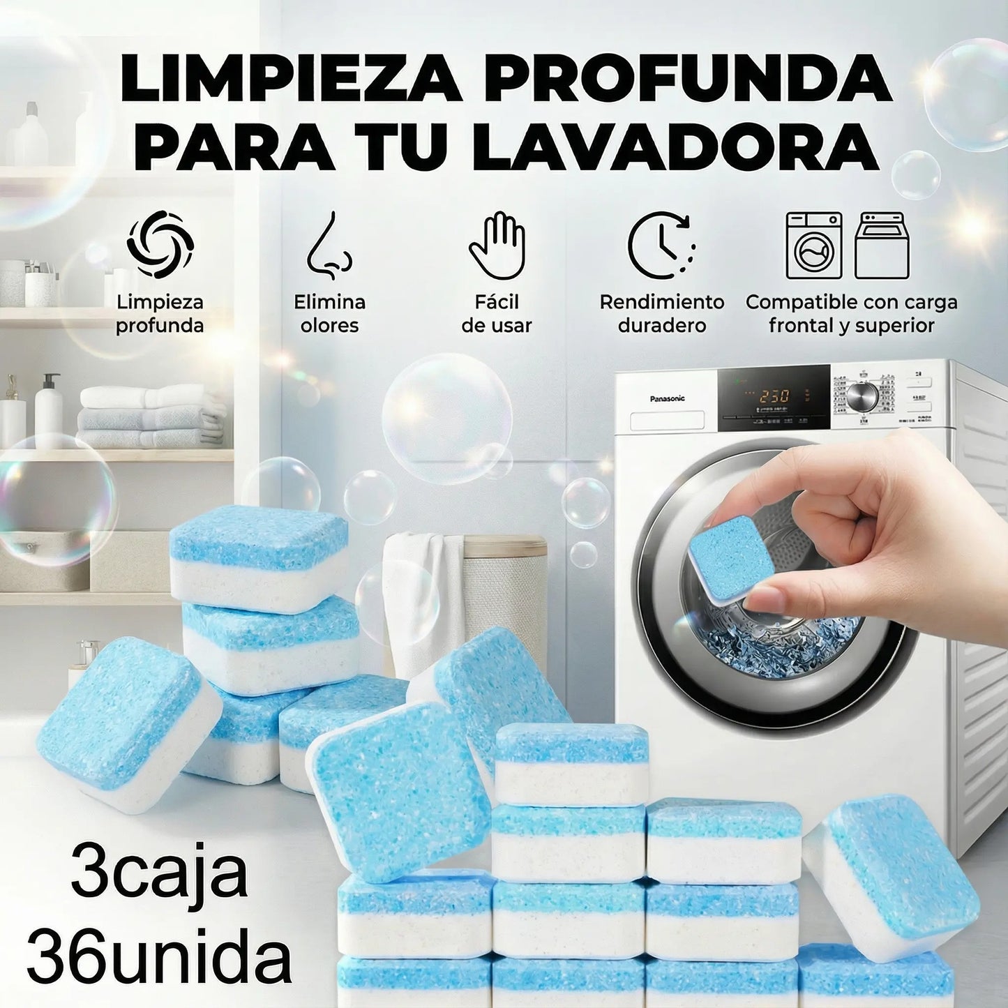 Pastillas Lavadora x 36 Unidades - Limpieza Profunda y Elimina Olores