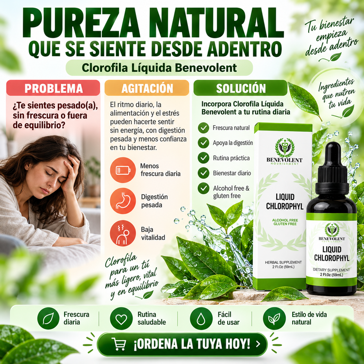 🌿 Clorofila Líquida Benevolent 59 ml | Suplemento Natural Sin Alcohol y Sin Gluten 💚