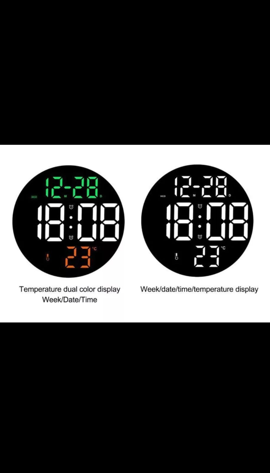 Reloj De Pared Digital Redondo Led Grand