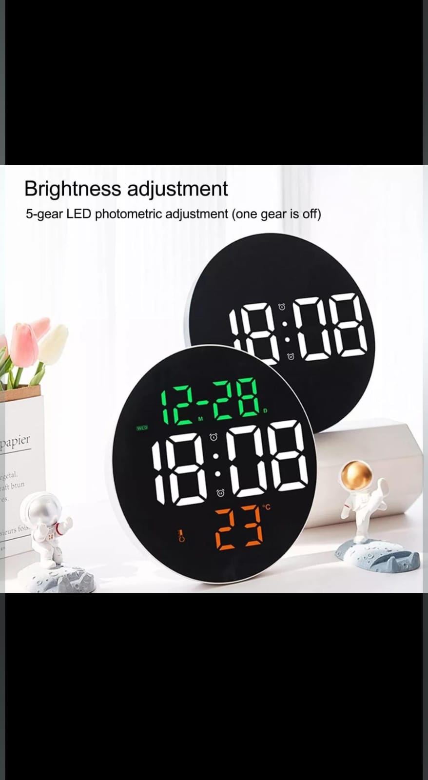 Reloj De Pared Digital Redondo Led Grand