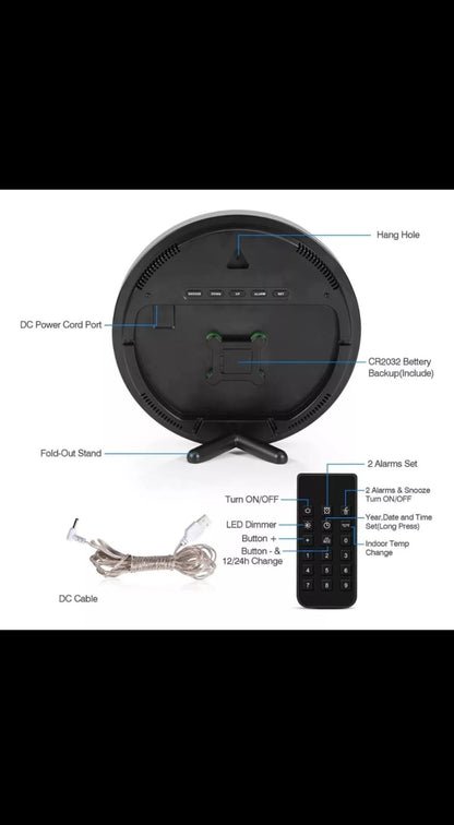 Reloj De Pared Digital Redondo Led Grand